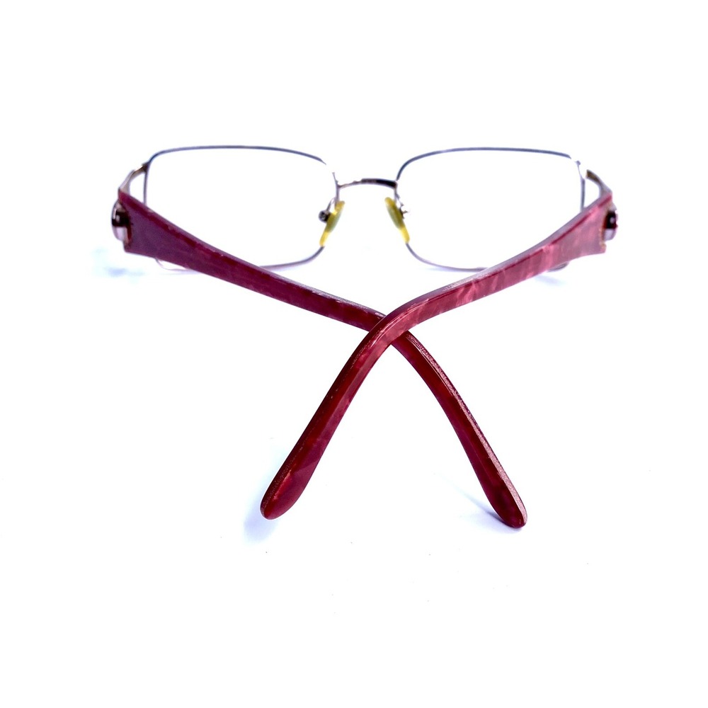 Versace Silver Rectangular Glasses Red Medusa Temples Italy MOD 1142B 51 16 135 - Picture 6 of 8